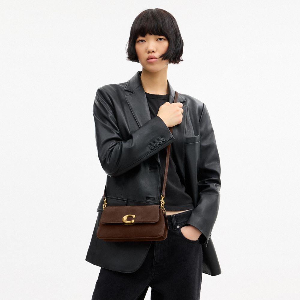 Coach Jet Shoulder Bag Brass Dark Chocolate