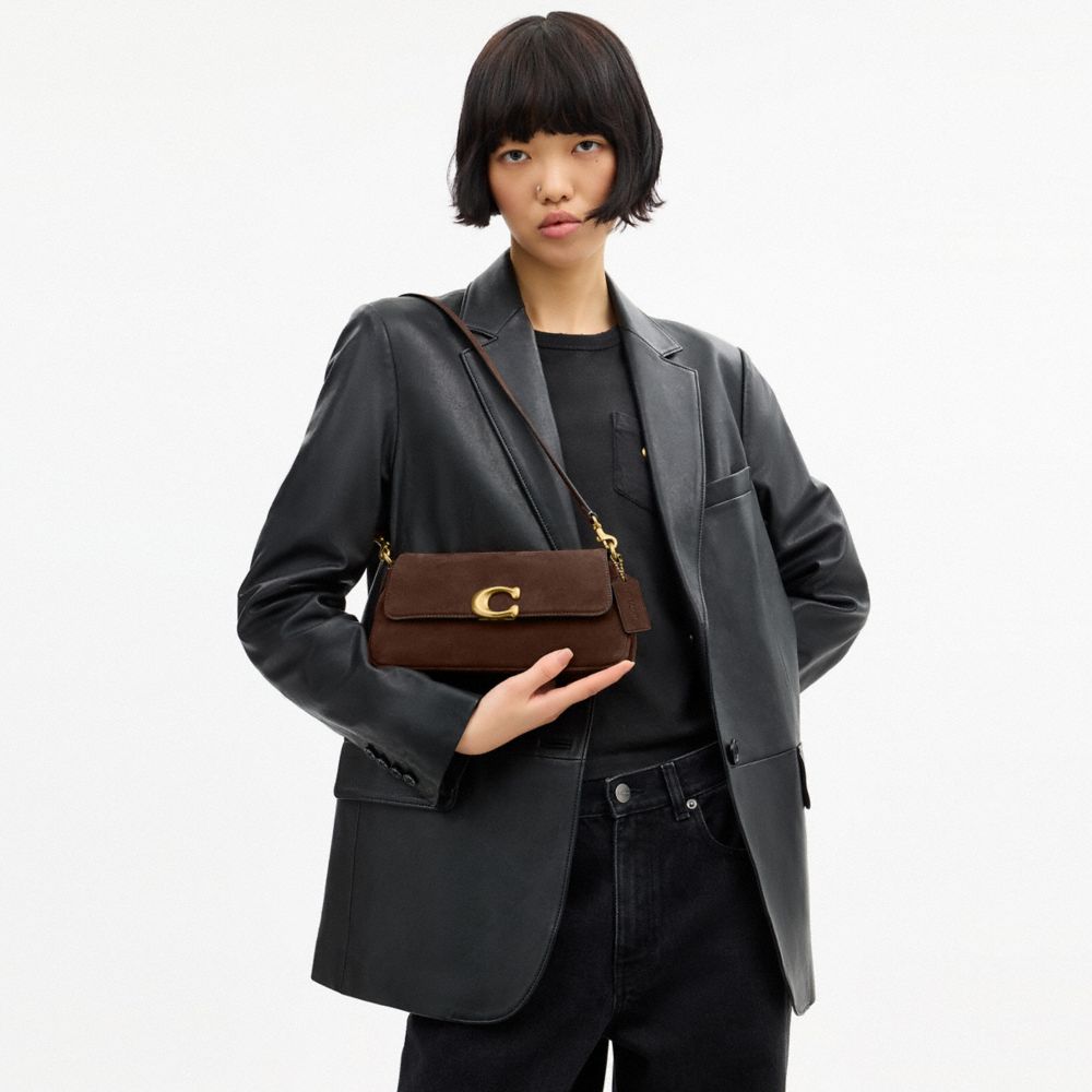 Coach Jet Shoulder Bag Brass Dark Chocolate