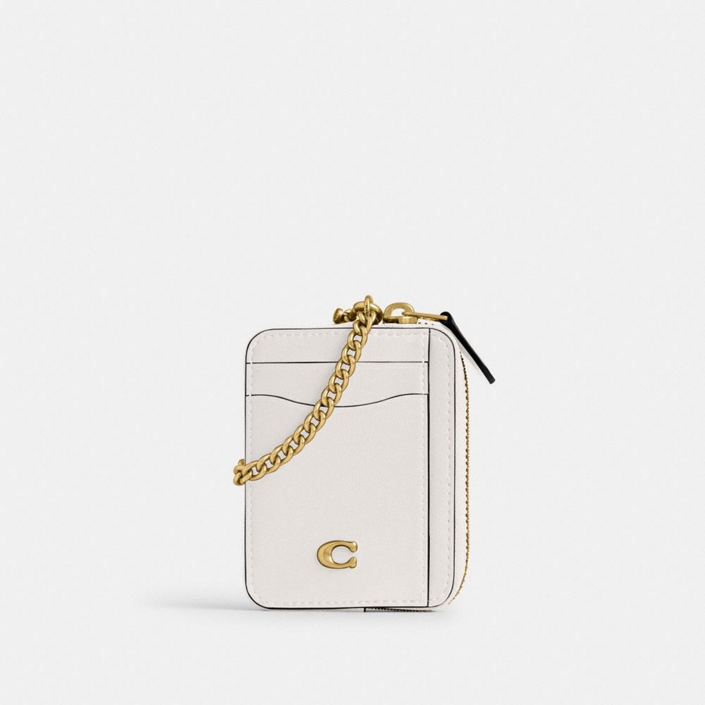 Coach Essential Chain Card Case Brass Chalk