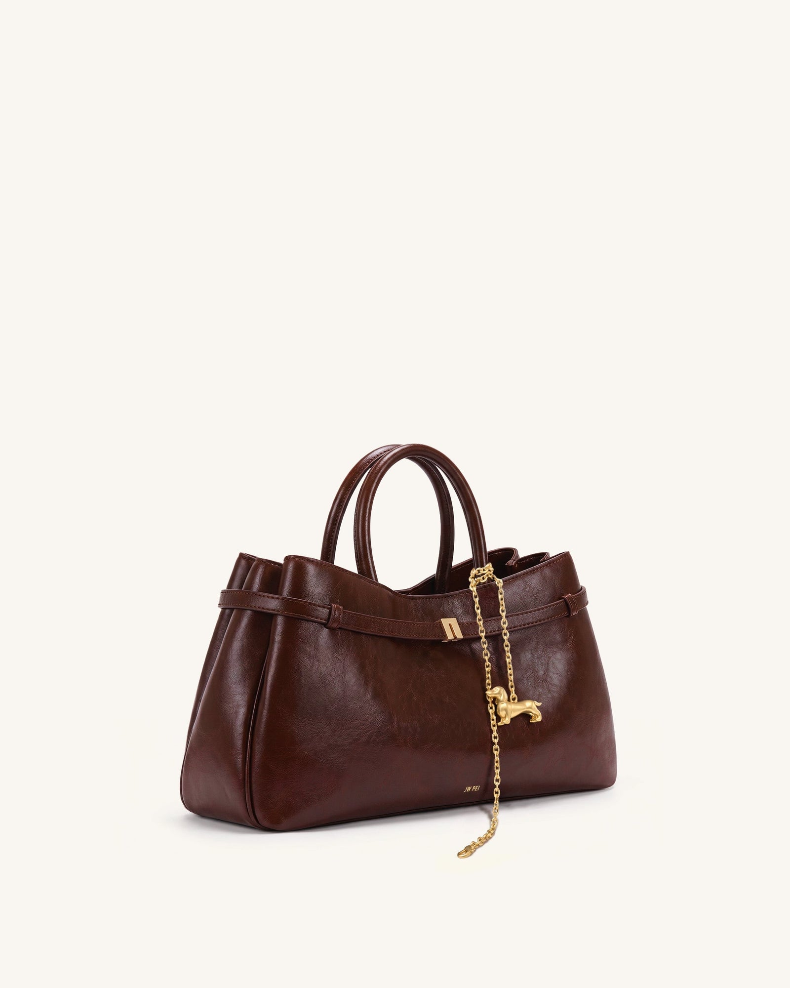 Jw Pei Maeve Dachshund Charm Satchel Tote Bag Deep Burgundy