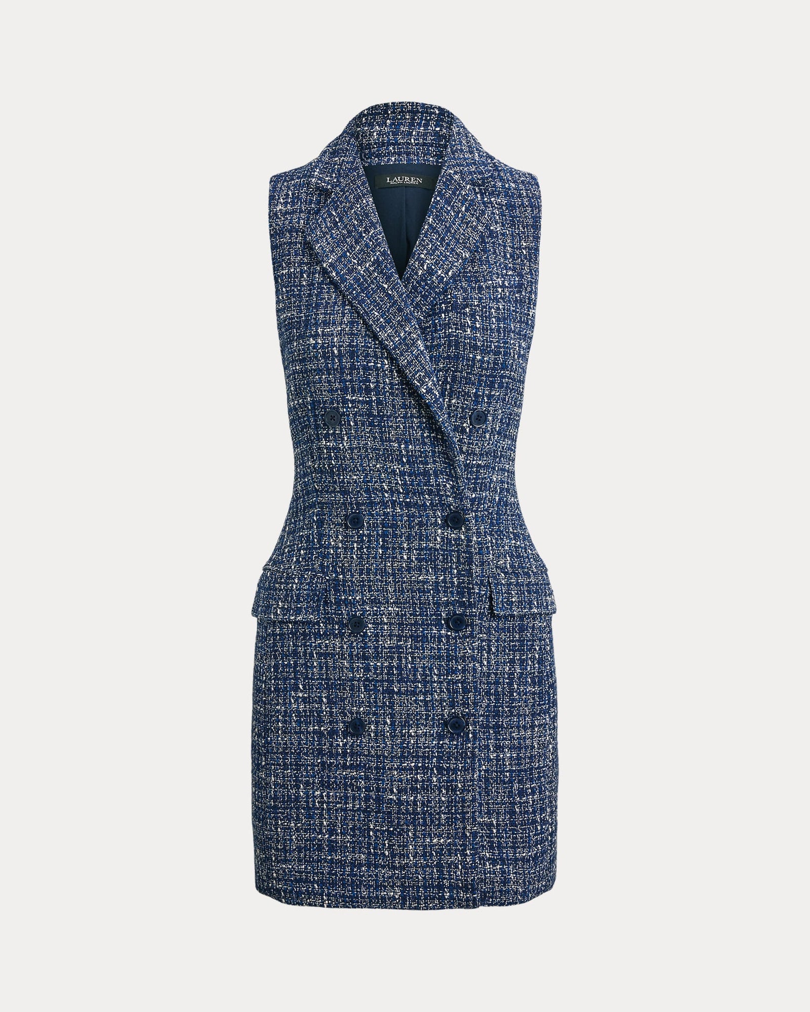 Ralph Lauren DoubleBreasted Bouclé Sleeveless Dress
