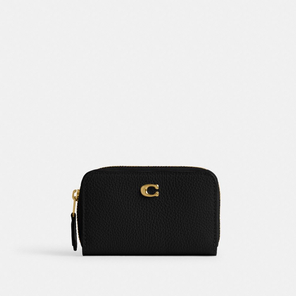 Coach Essential Small Zip Around Card Case Brass Black