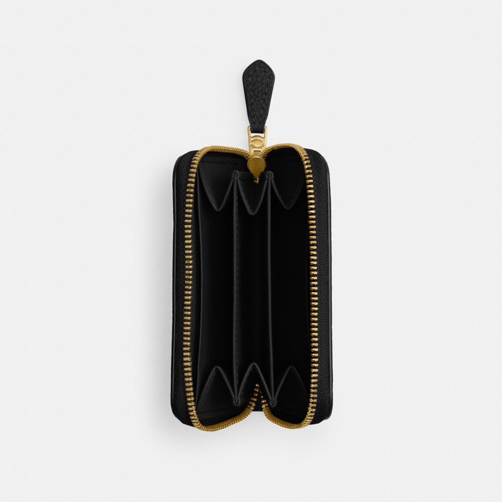 Coach Essential Small Zip Around Card Case Brass Black