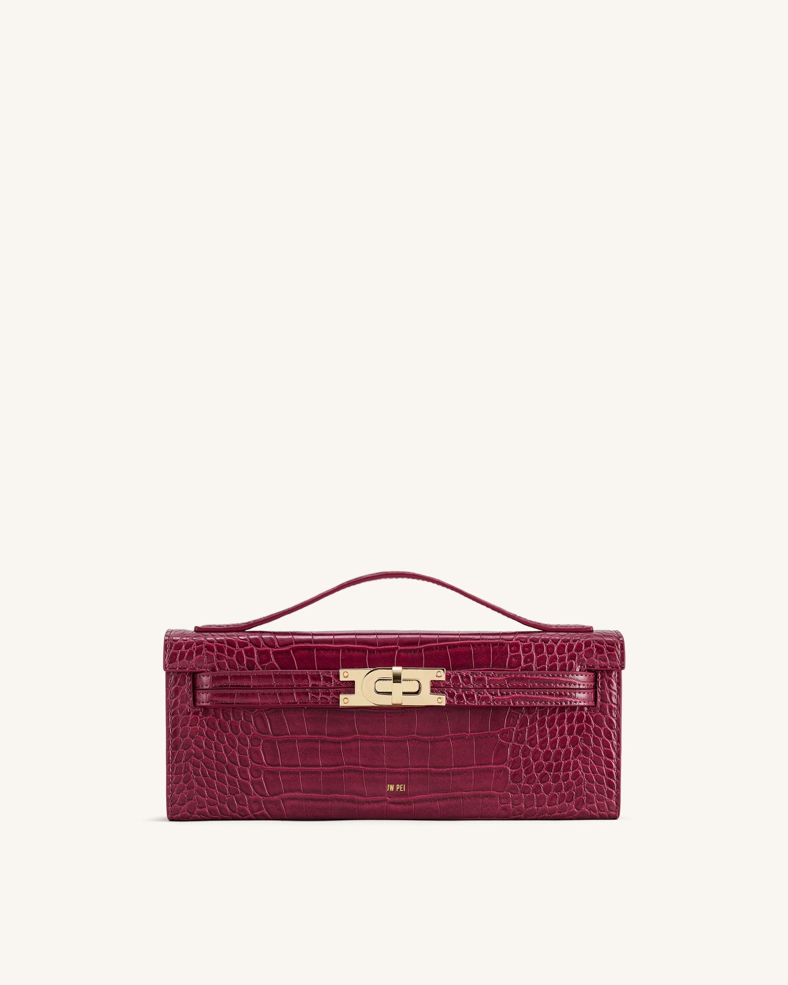 Jw Pei Bria Structured Top Handle Bag Burgundy Croc