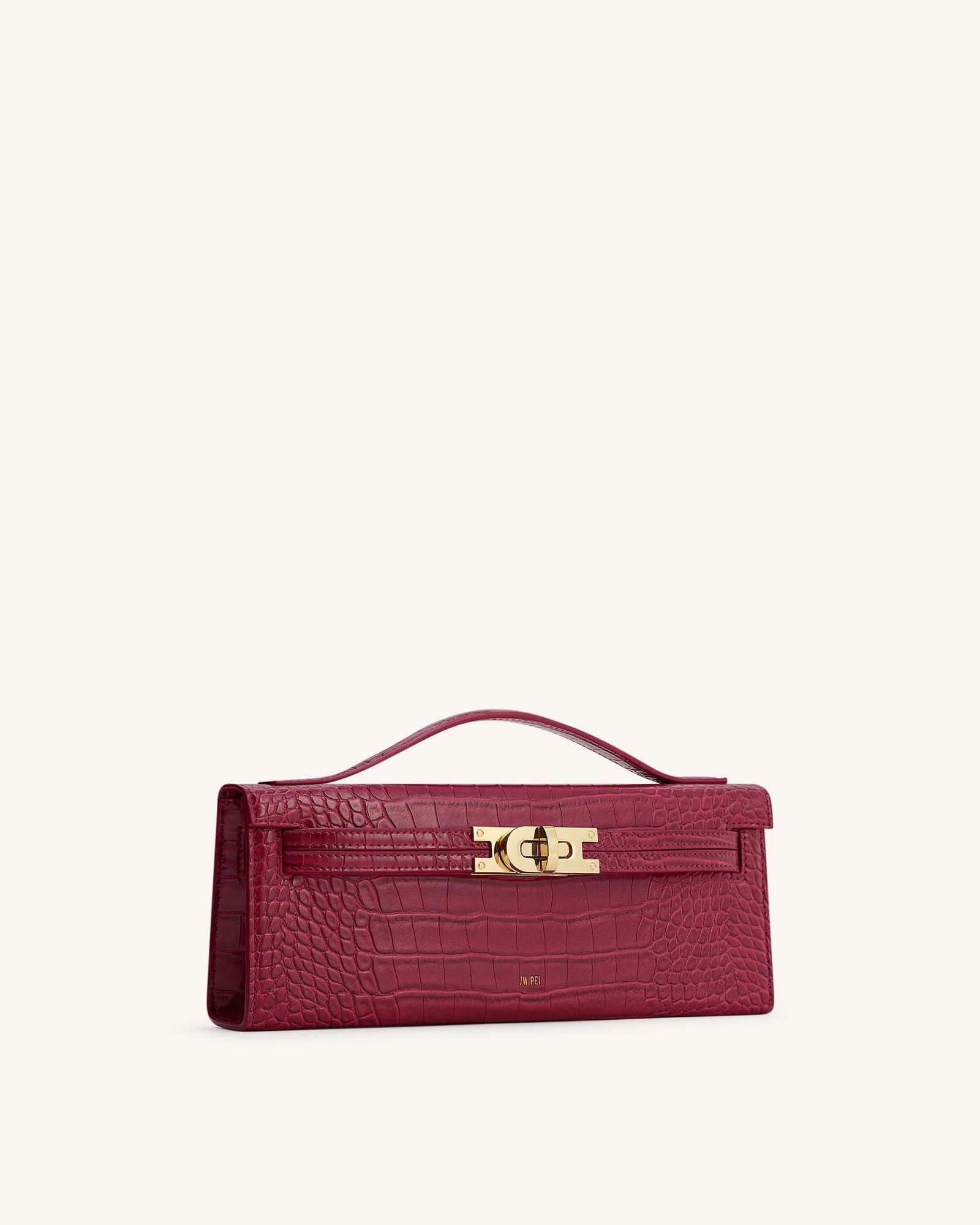 Jw Pei Bria Structured Top Handle Bag Burgundy Croc