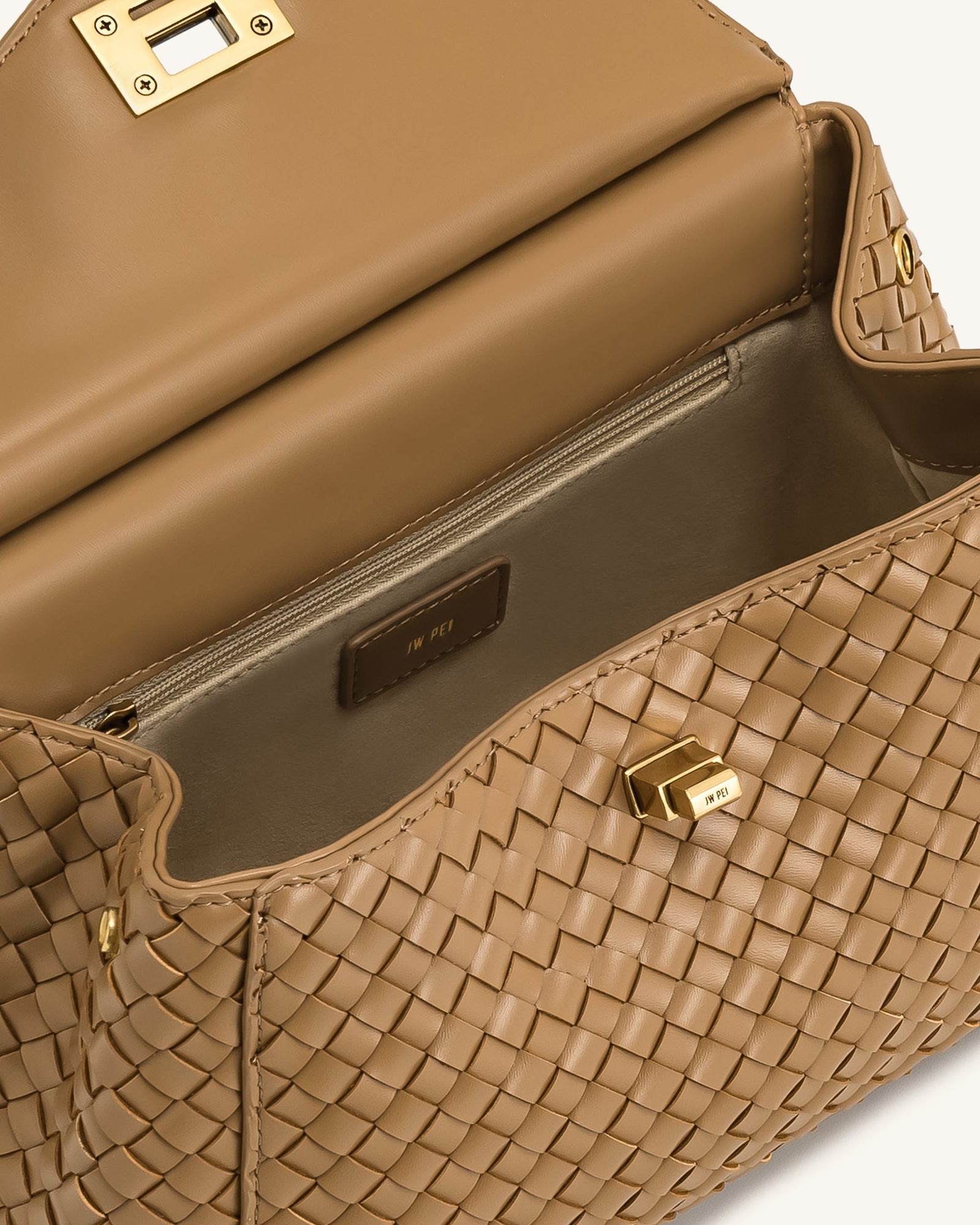 Jw Pei Lucia Classic Top Handle Woven Bag Brown