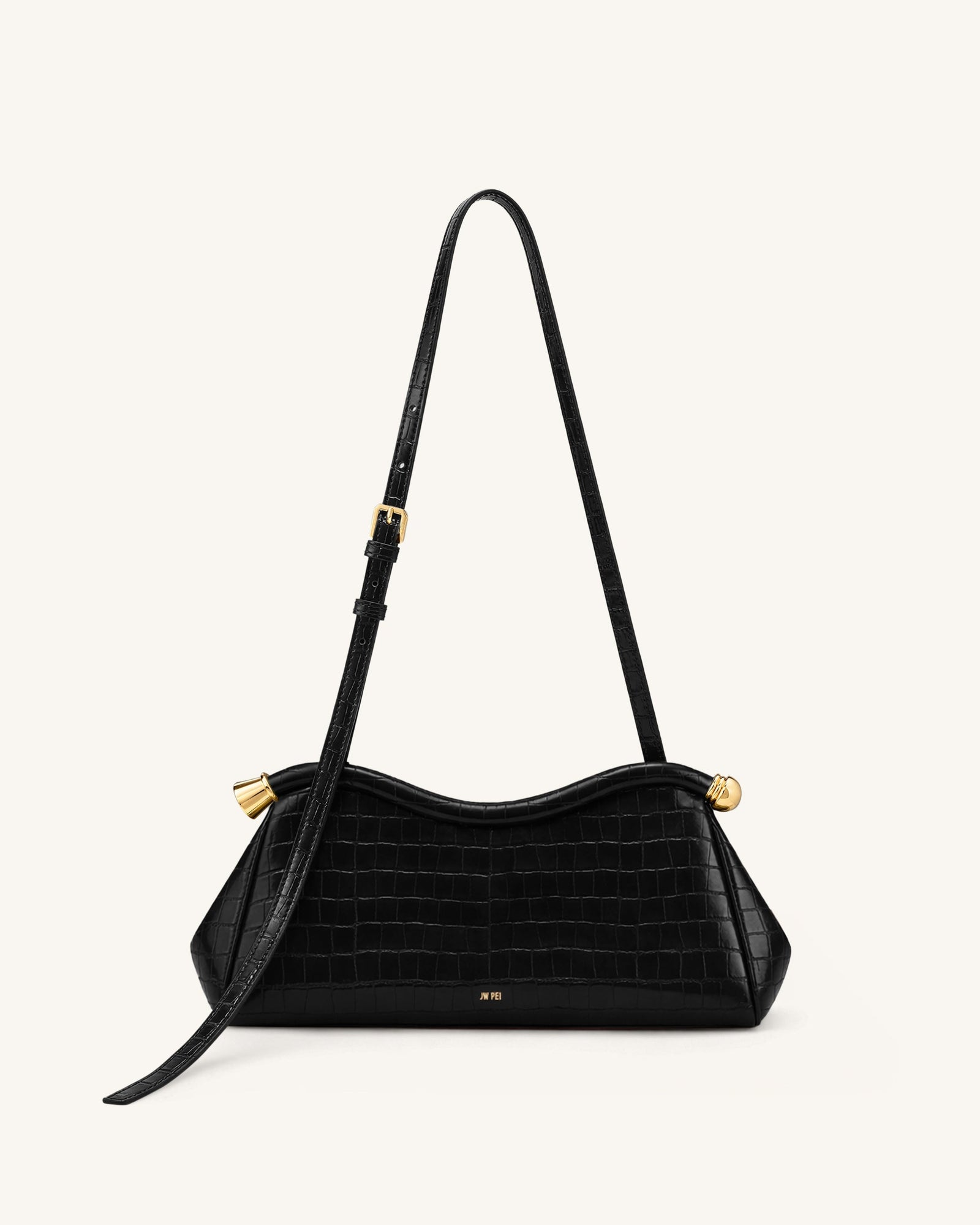 Jw Pei Naomi Curved Shoulder Bag Black Croc