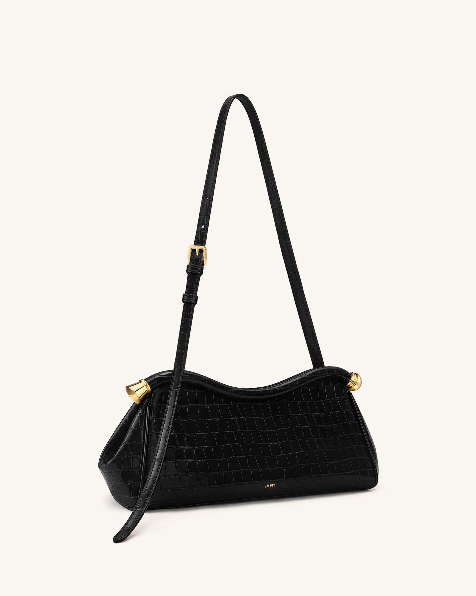 Jw Pei Naomi Curved Shoulder Bag Black Croc