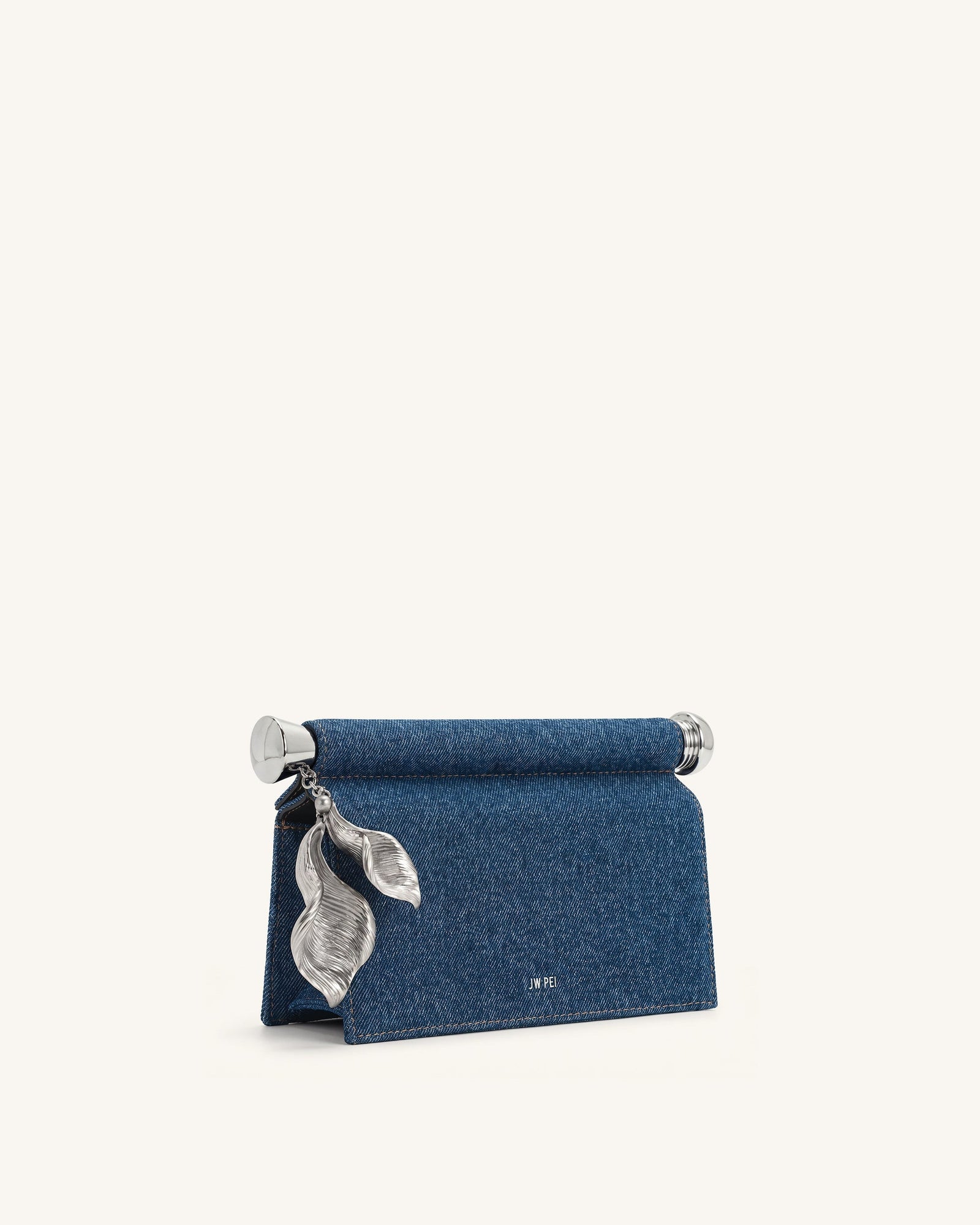 Jw Pei Holly Metal Pendant Embellished Clutch Blue Denim
