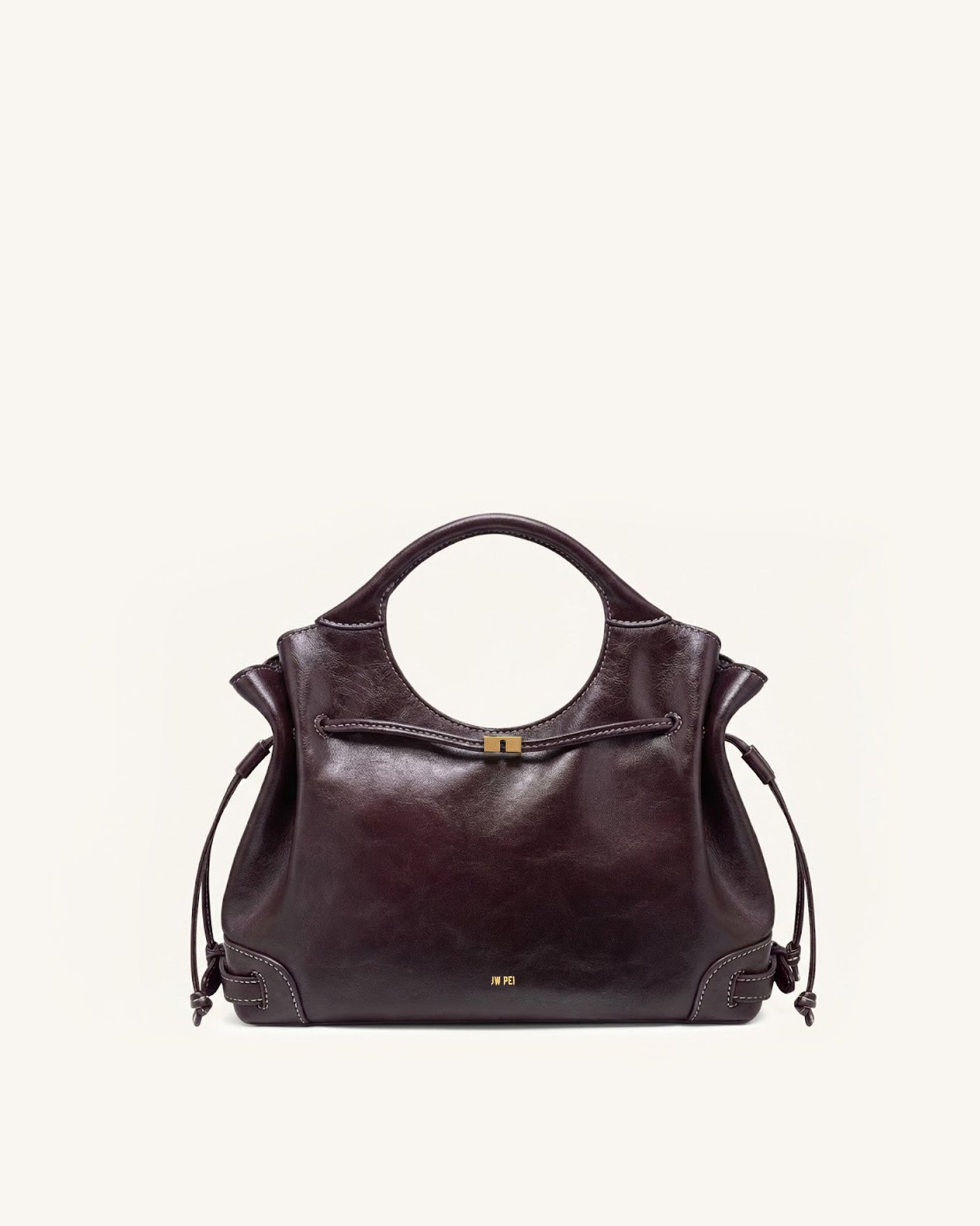 Jw Pei Virelle Waxed Vegan Leather Drawstring Tote Bag Burgundy