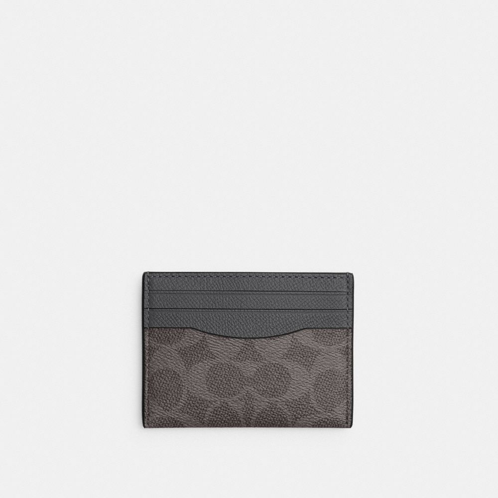 Coach Card Case In Signature Canvas Grey Signature