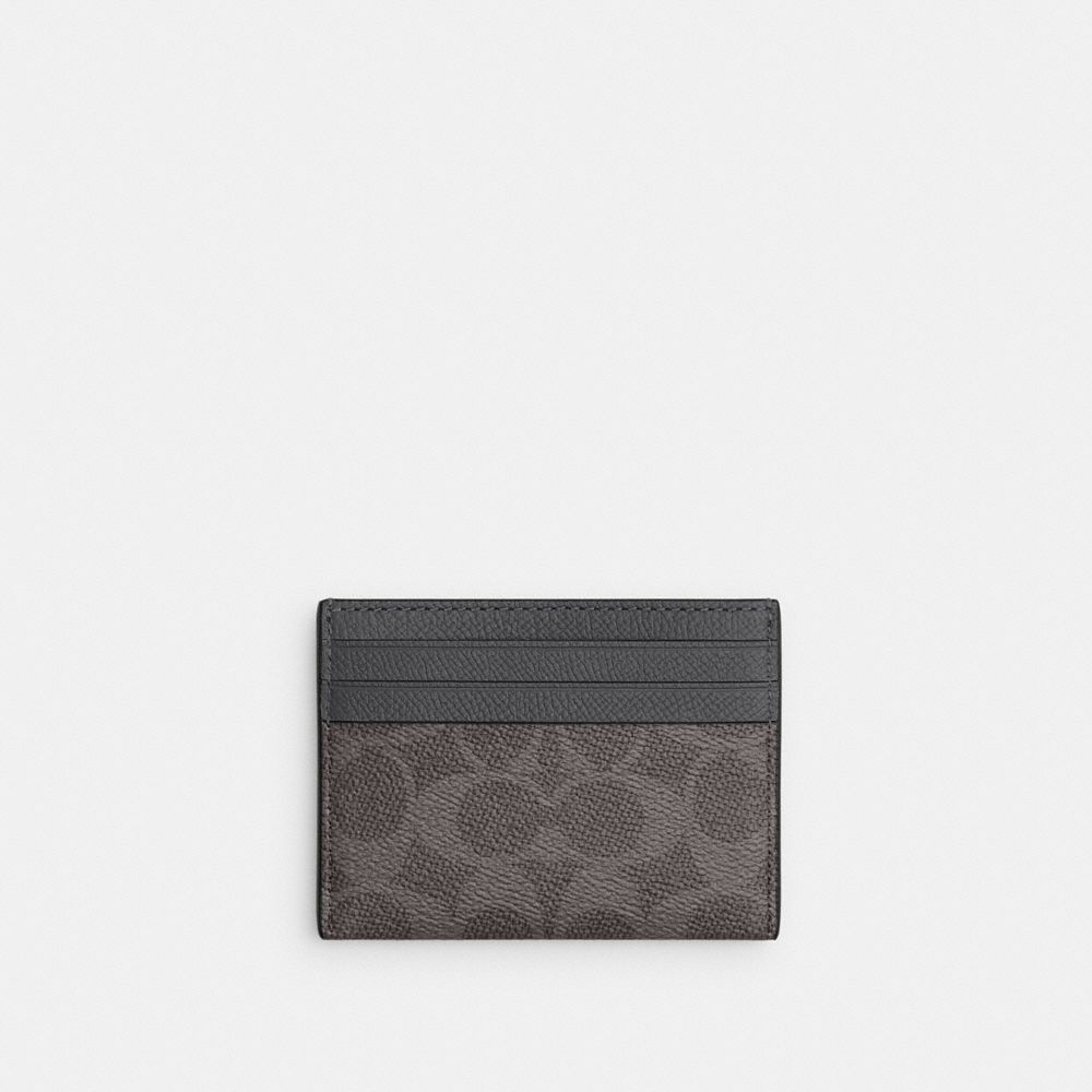 Coach Card Case In Signature Canvas Grey Signature
