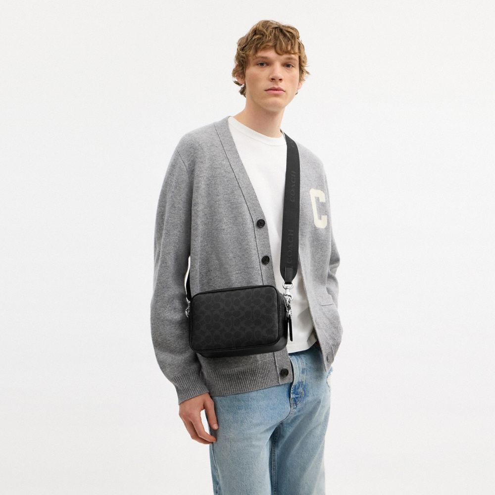 Coach Radio Camera Bag In Signature Canvas Black Signature