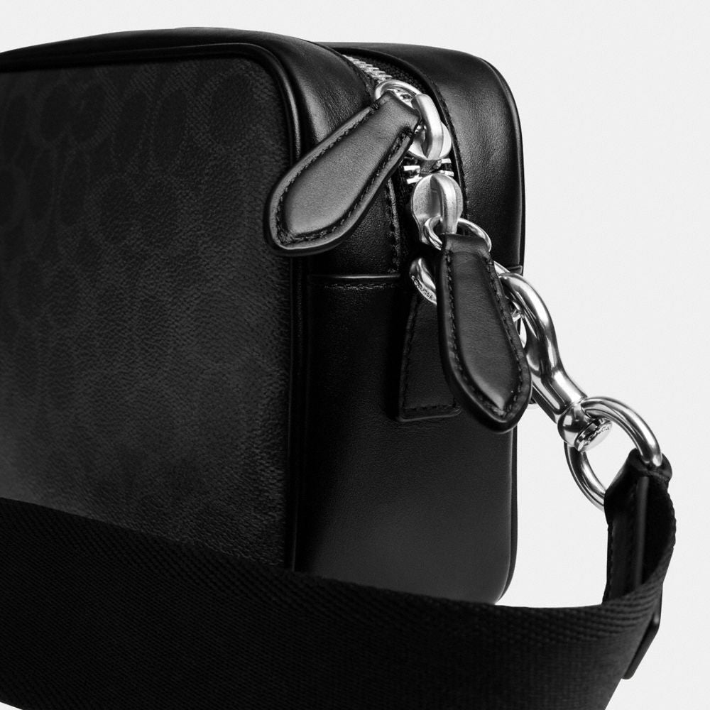 Coach Radio Camera Bag In Signature Canvas Black Signature