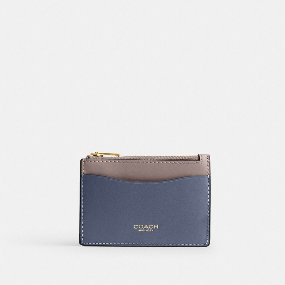 Coach Essential Card Holder Wallet In Colorblock Brass Ash Multi