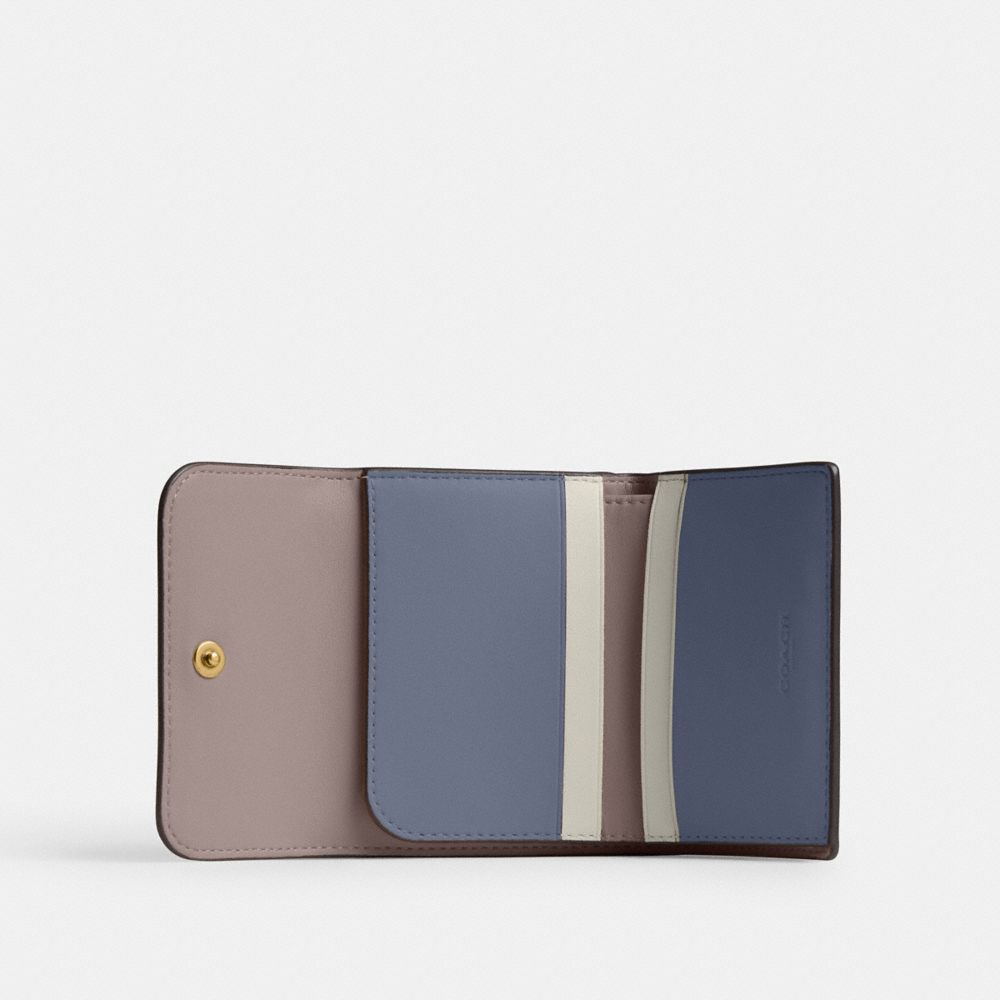 Coach Essential Card Holder Wallet In Colorblock Brass Ash Multi