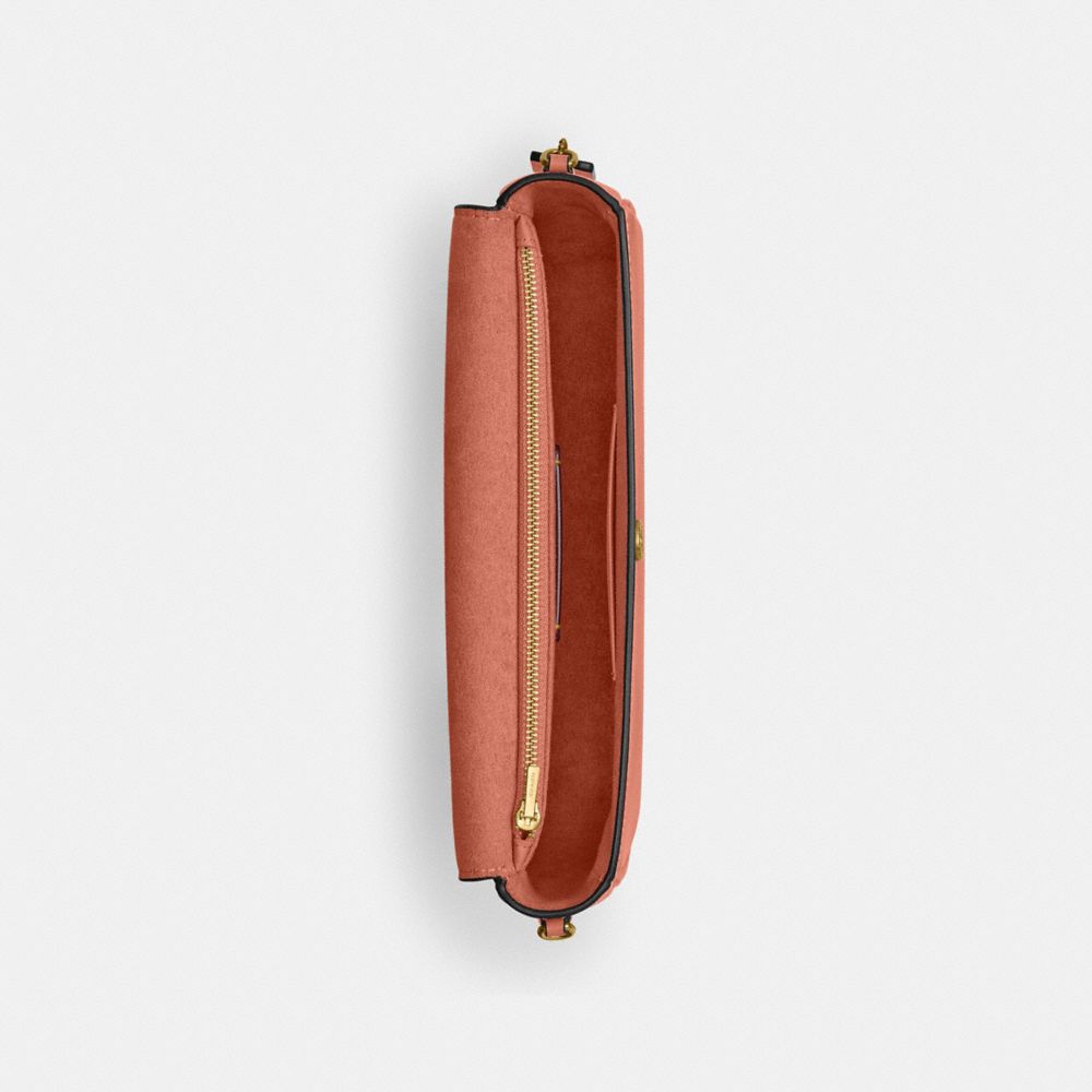 Coach Brook Flap Chain Bag Brass Dark Peach