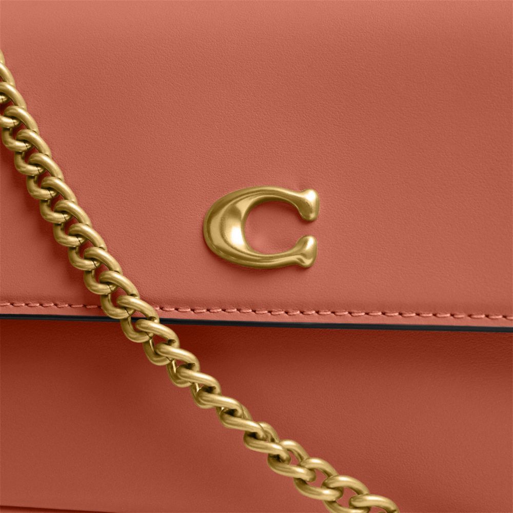 Coach Brook Flap Chain Bag Brass Dark Peach