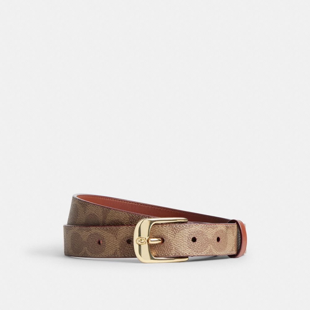 Coach C Harness Buckle Belt, 25 Mm Gold Tan Caramel
