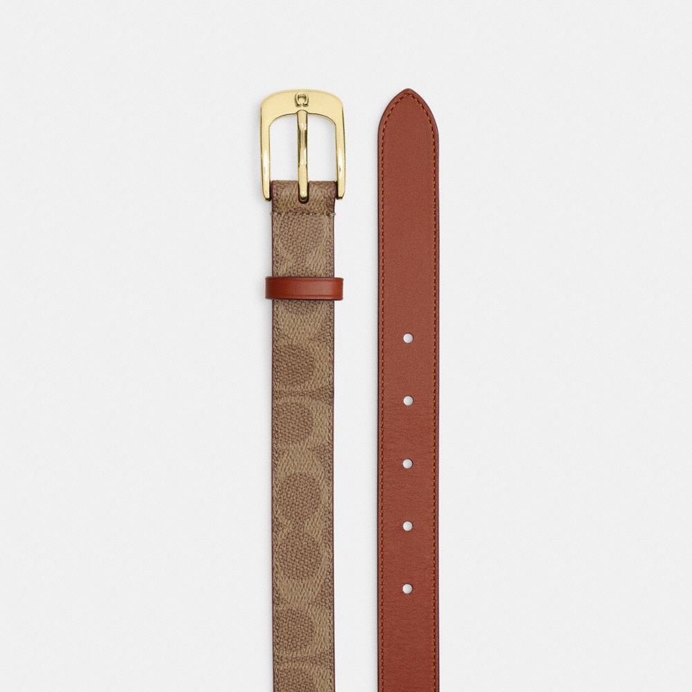 Coach C Harness Buckle Belt, 25 Mm Gold Tan Caramel
