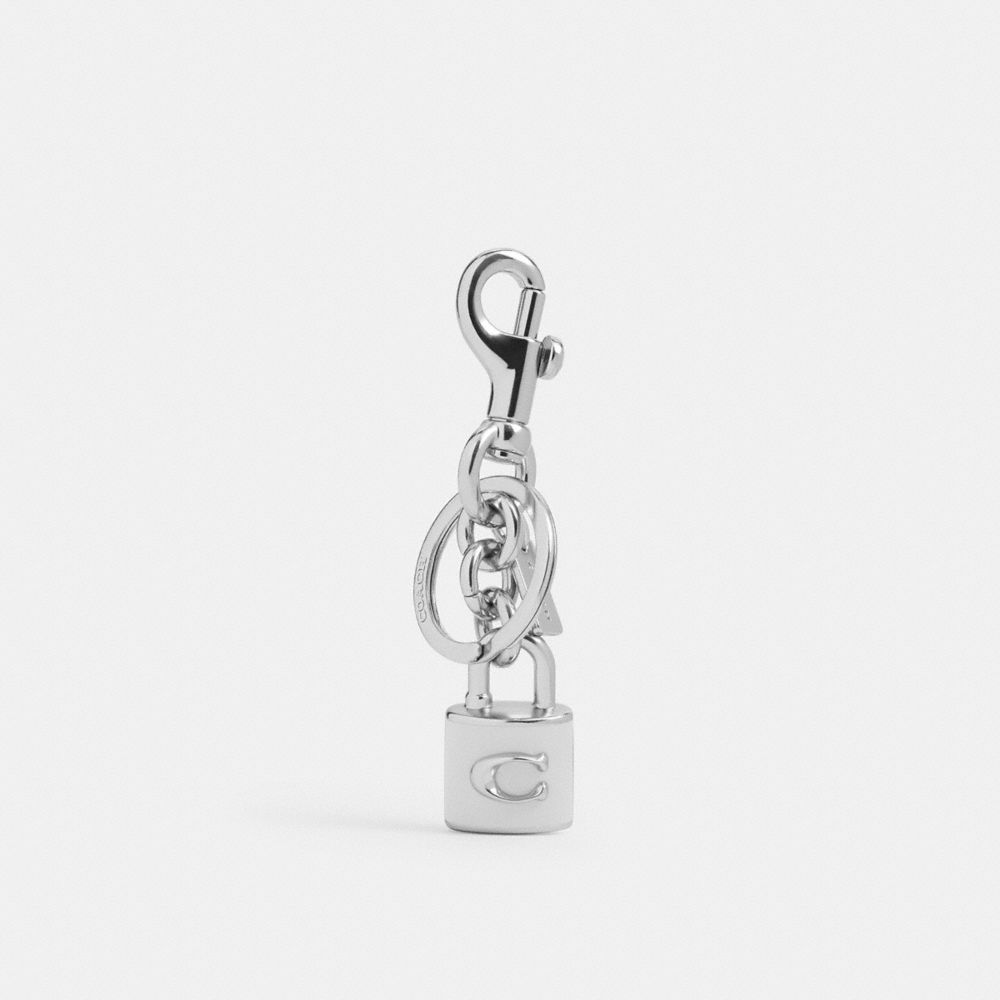 Coach Lock Bag Charm Silver Chalk