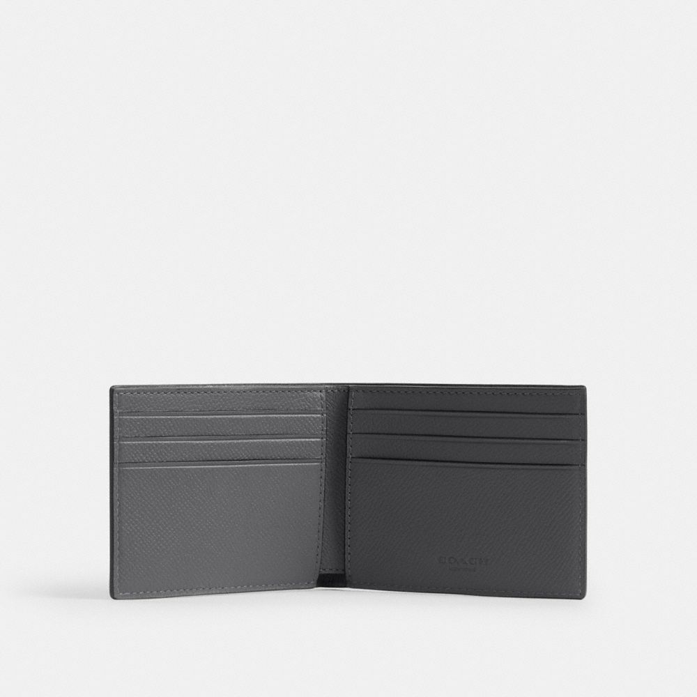 Coach Slim Billfold Wallet In Signature Canvas Grey Signature