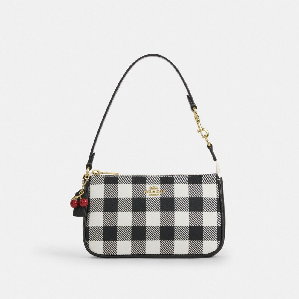Coach Nolita 19 With Gingham Print And Charm Gold Black Multi