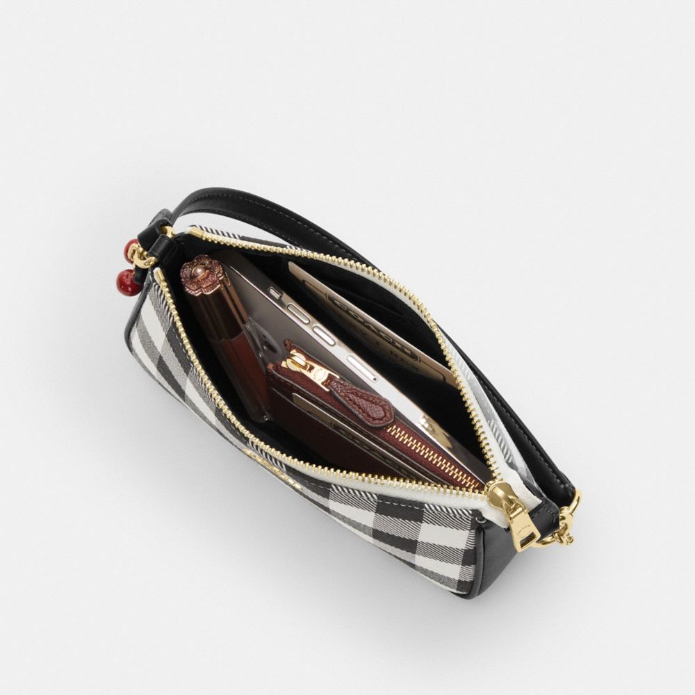 Coach Nolita 19 With Gingham Print And Charm Gold Black Multi