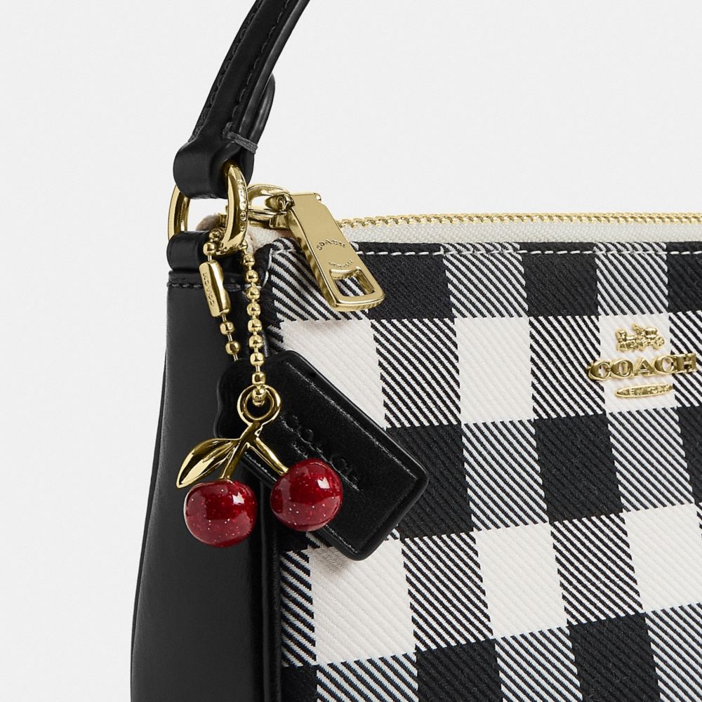 Coach Nolita 19 With Gingham Print And Charm Gold Black Multi