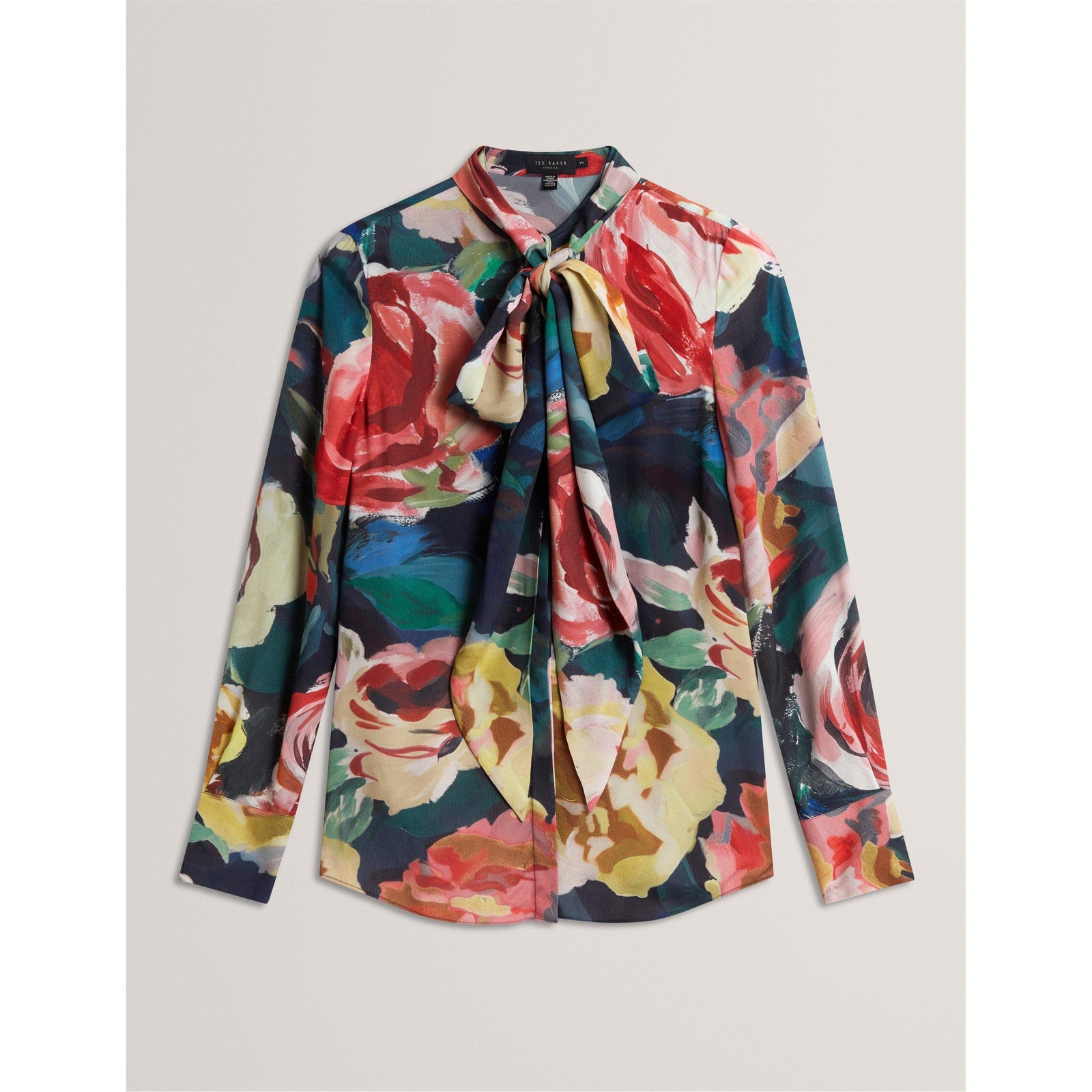 Tie Neck Long-Sleeve Blouse