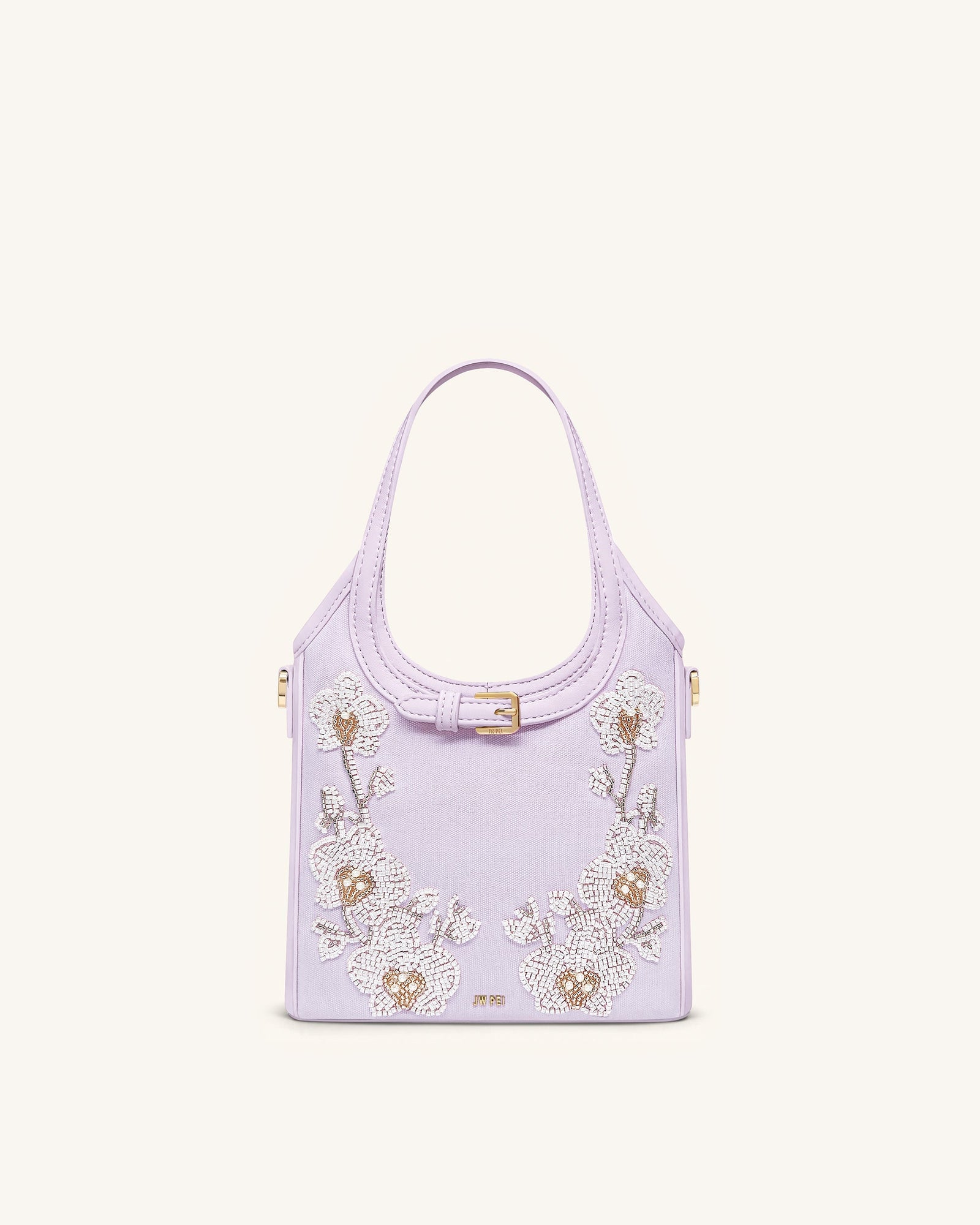 Jw Pei Brooke Mini Belted Embellished Orchid Beaded Top Handle Bag Lavender