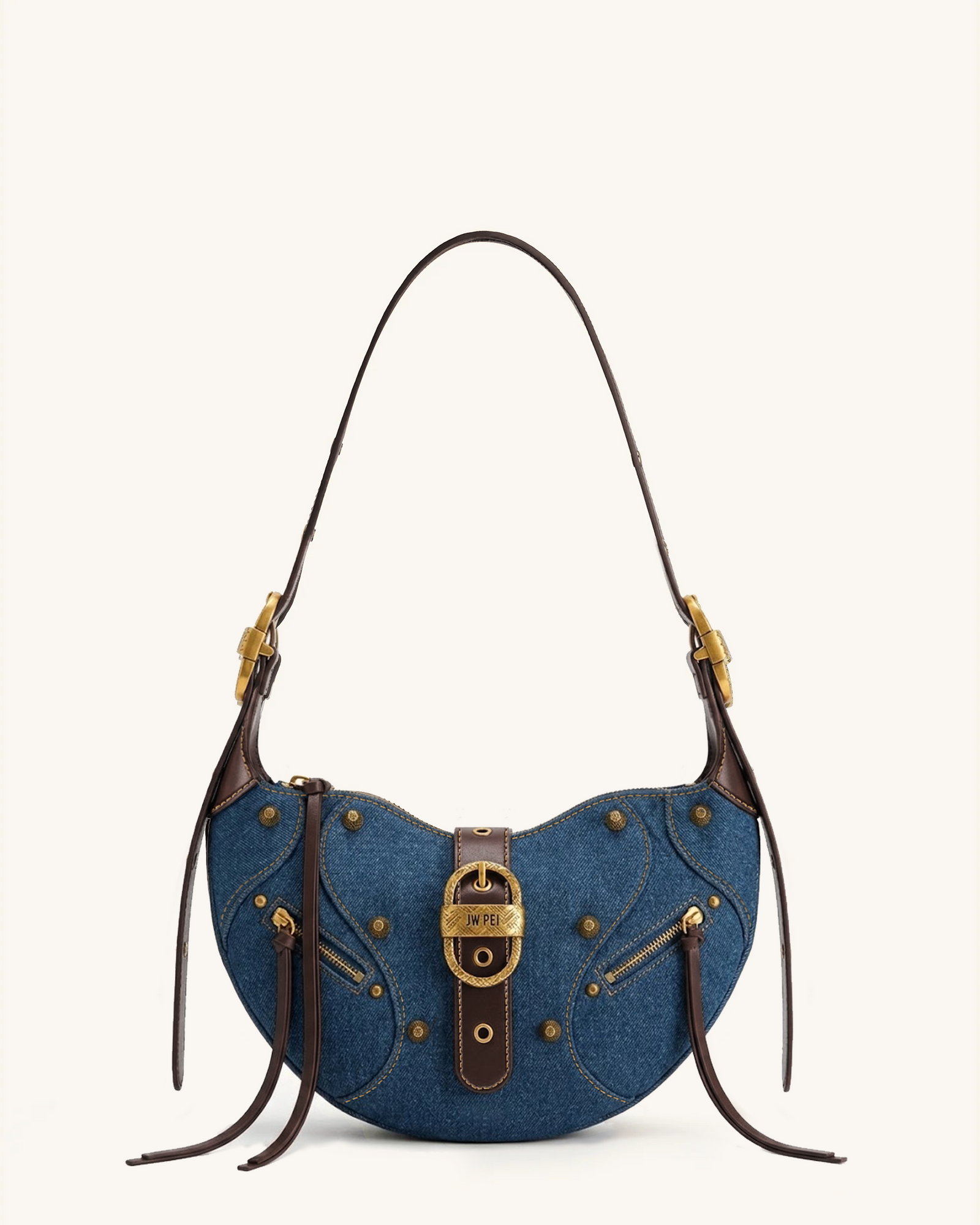 Jw Pei Tessa Studded Shoulder Bag Blue Denim