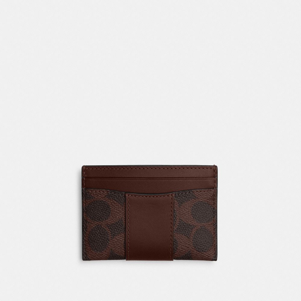 Coach Essential Card Case In Signature Canvas Brass Maple