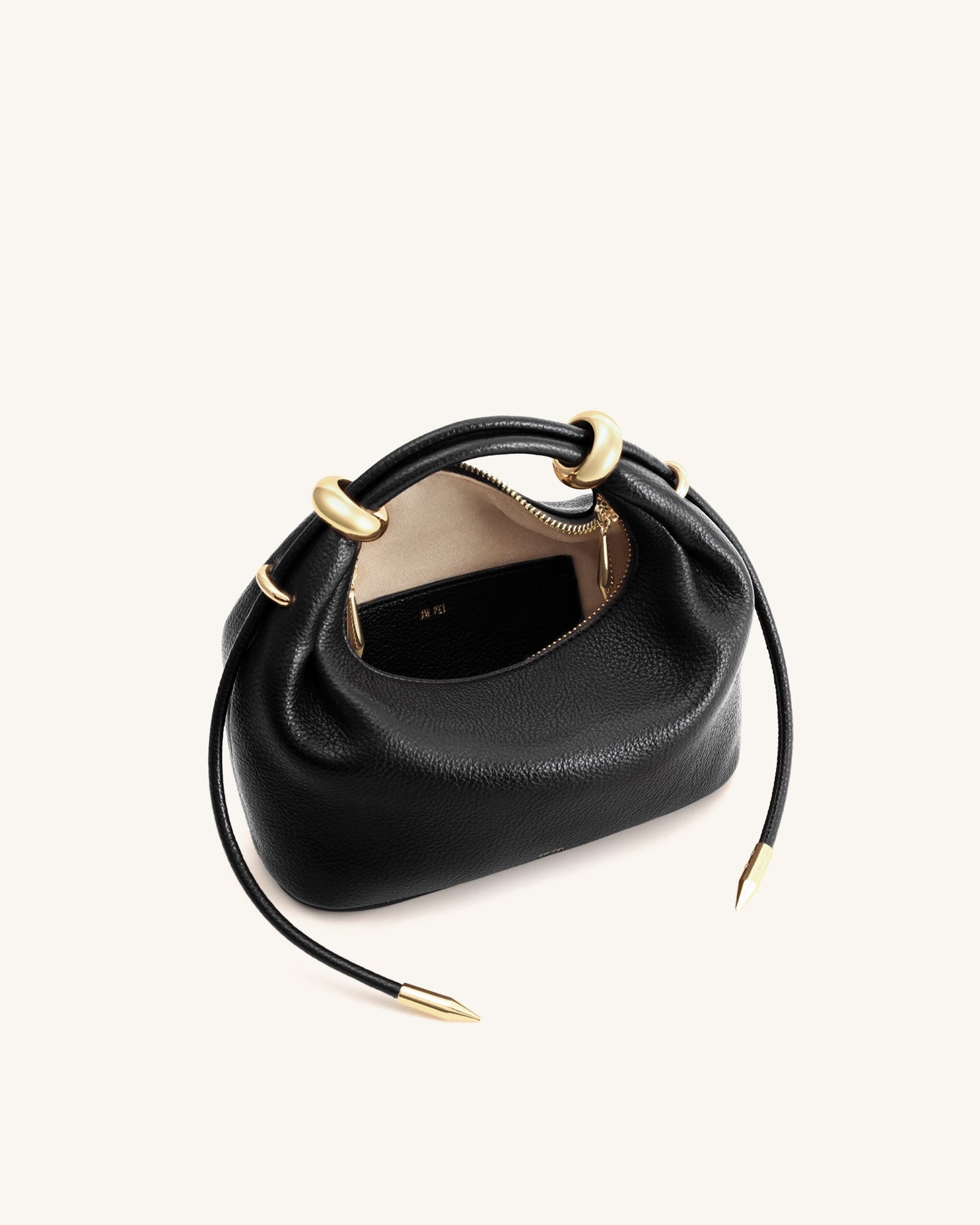 Jw Pei Ellie Metal Ring Embellished Top Handle Bag Black