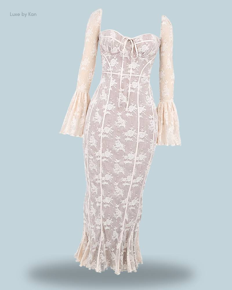 HOUSE OF CB Delilah Long Sleeve Lace Maxi Dress