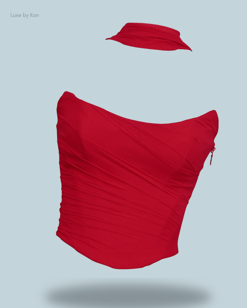 HOUSE OF CB Hallie Strapless Corset Top with Detachable Neck Scarf