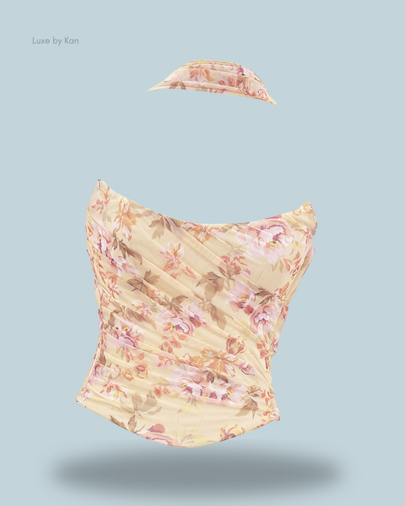 HOUSE OF CB Hallie Strapless Corset Top with Detachable Neck Scarf