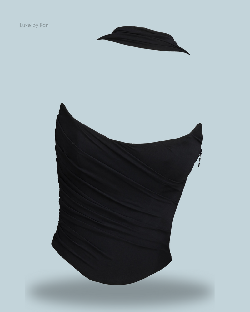 HOUSE OF CB Hallie Strapless Corset Top with Detachable Neck Scarf