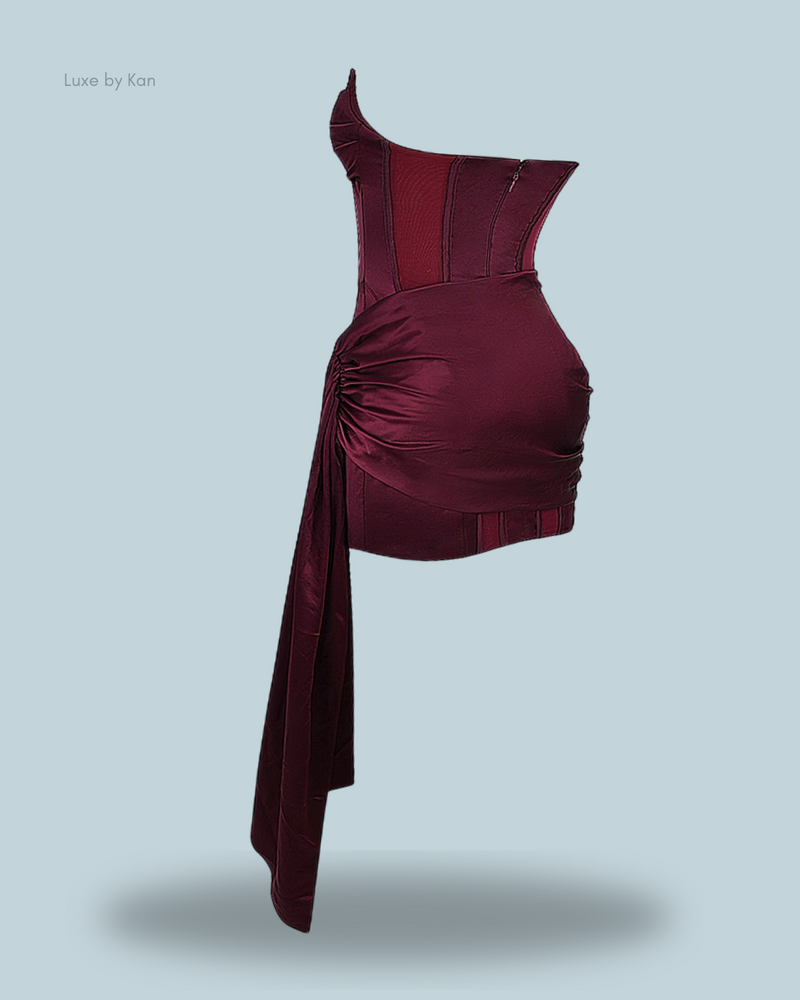 HOUSE OF CB Loubella Mulberry Strapless Corset Dress