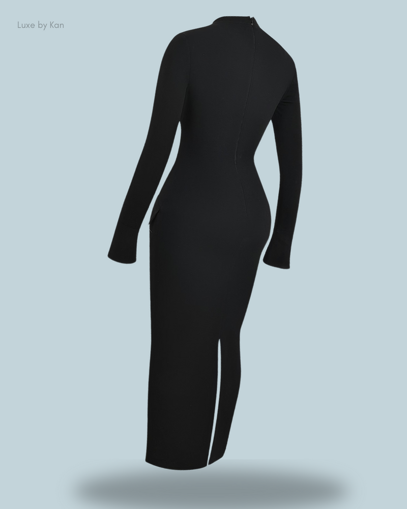 HOUSE OF CB Marie-Louise Black Turtleneck Maxi Dress