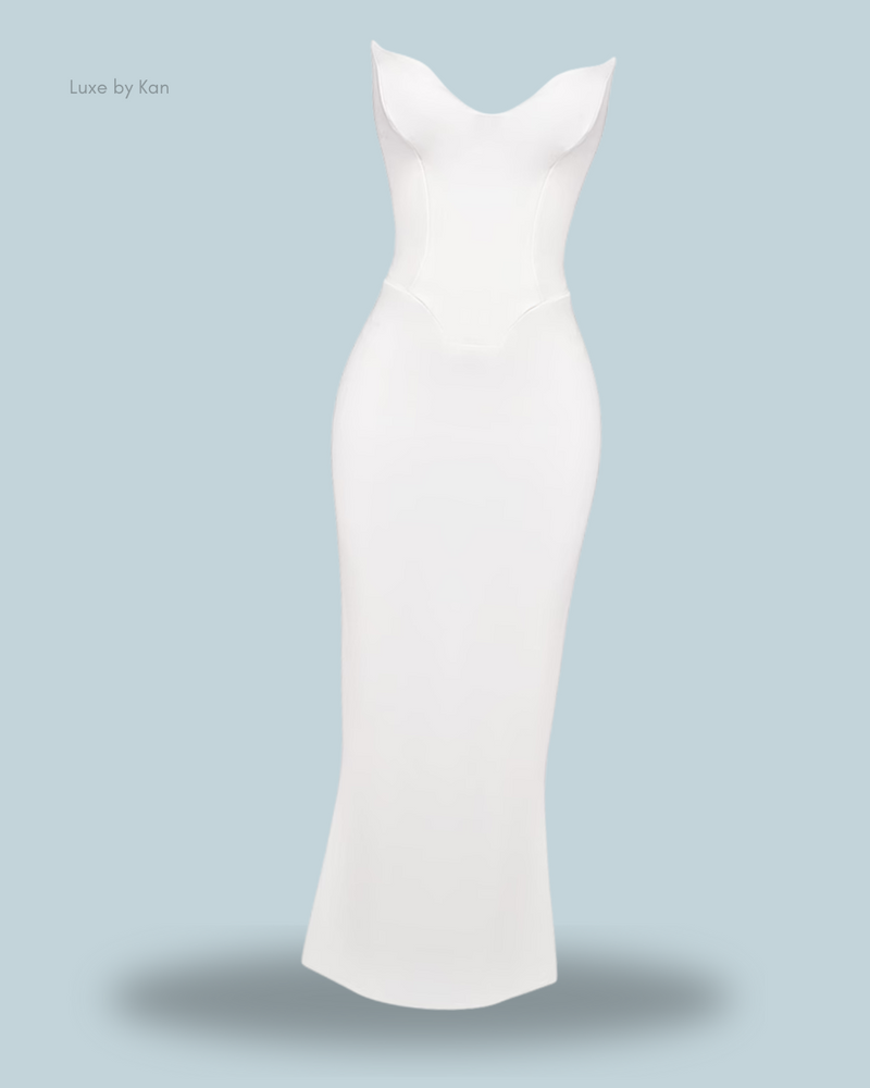 HOUSE OF CB Tamara Ivory Strapless Corset Dress