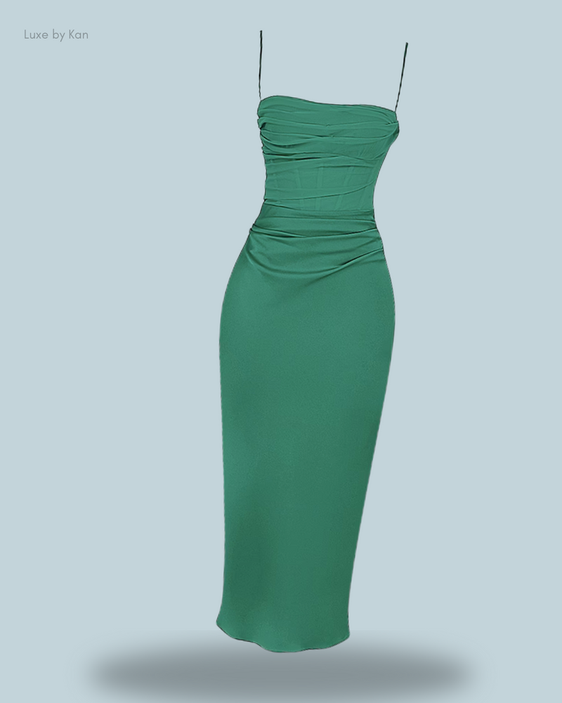 House of CB TEIA DRAPED CORSET MIDI DRESS