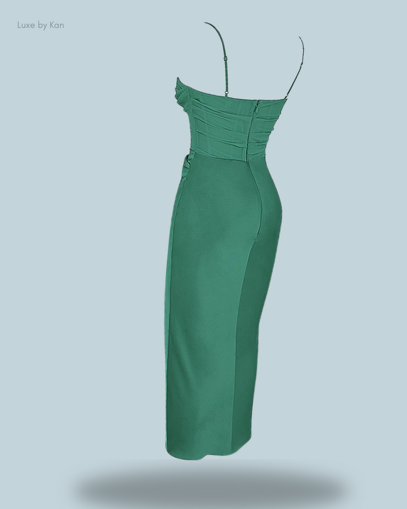 House of CB TEIA DRAPED CORSET MIDI DRESS