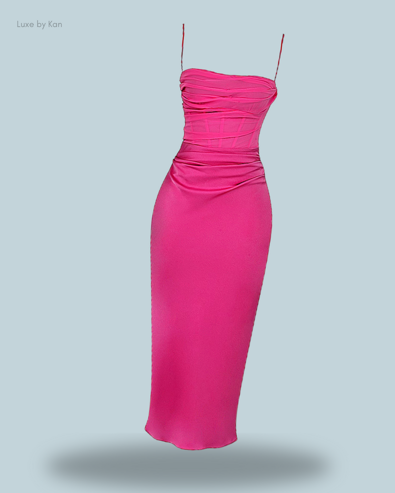House of CB TEIA DRAPED CORSET MIDI DRESS