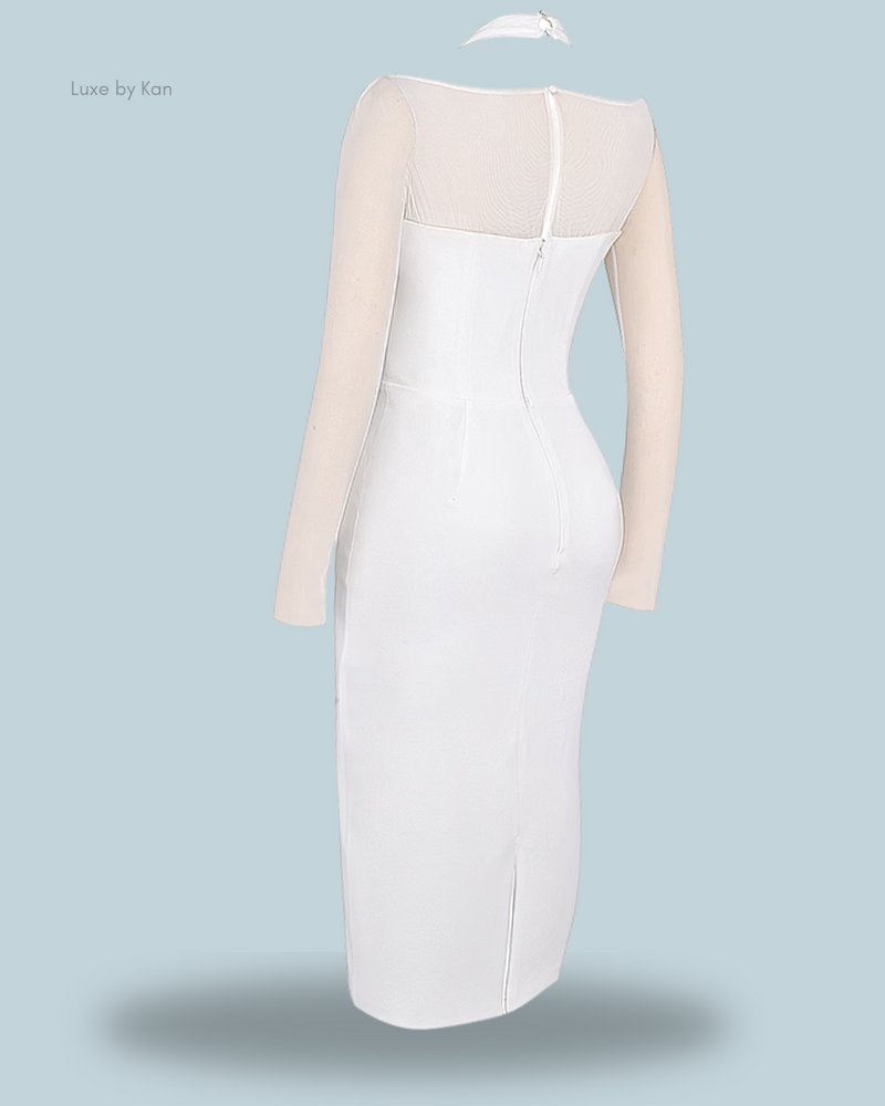 HOUSE OF CB Yasmin White Plunge Midi Dress