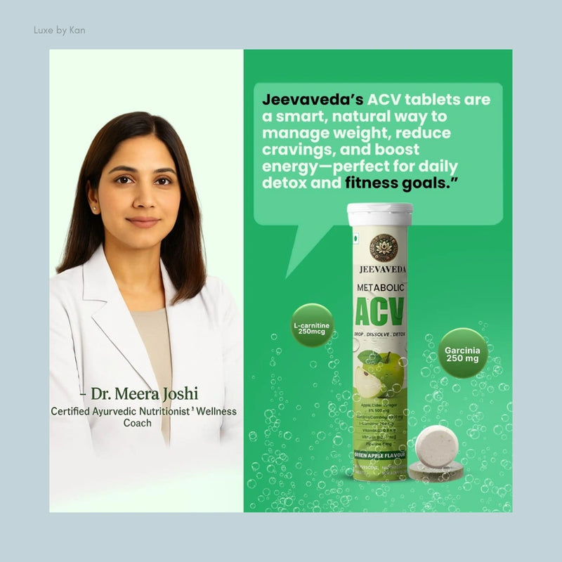 Jeevaveda Green Apple Effervescent Tablets With Apple Cider Vinegar