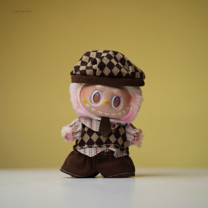 Labubu Doll Collectible Outfit Mocha Scholar 4 Piece Set