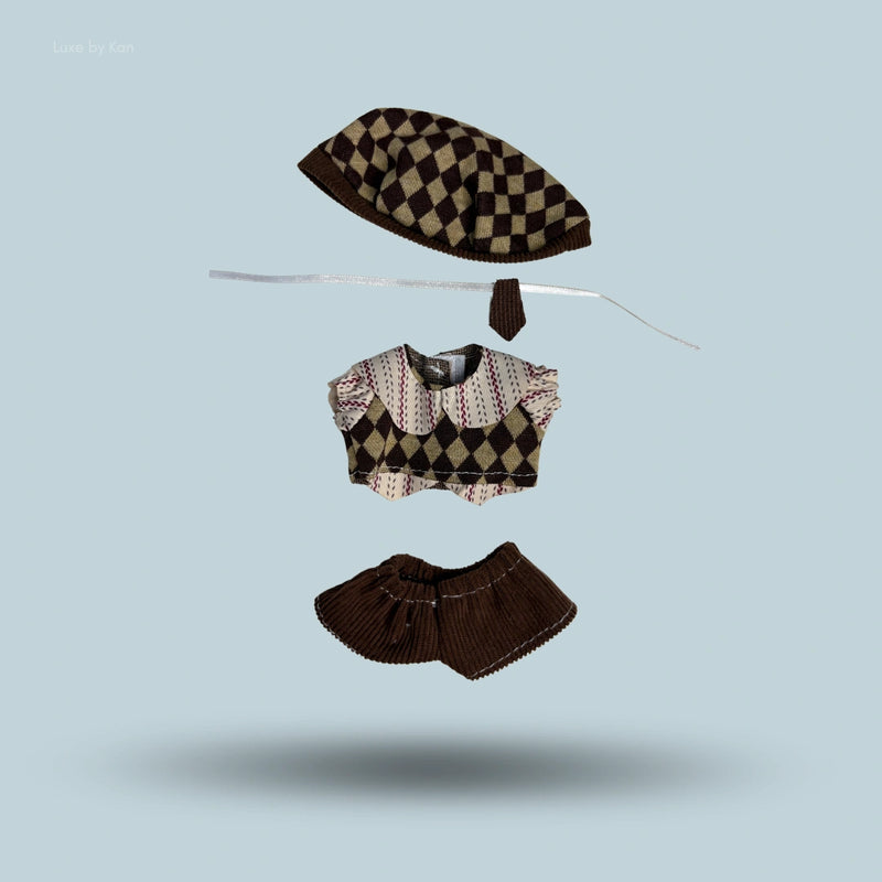 Labubu Doll Collectible Outfit Mocha Scholar 4 Piece Set