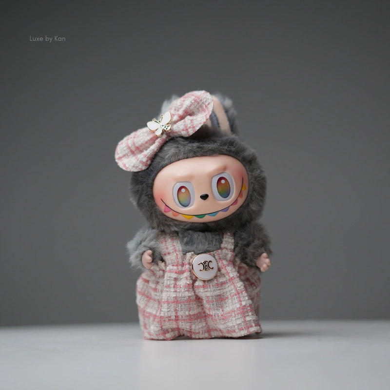 Pop Mart Labubu Doll Tweed Dress Outfit with Bow - 2 Piece Set