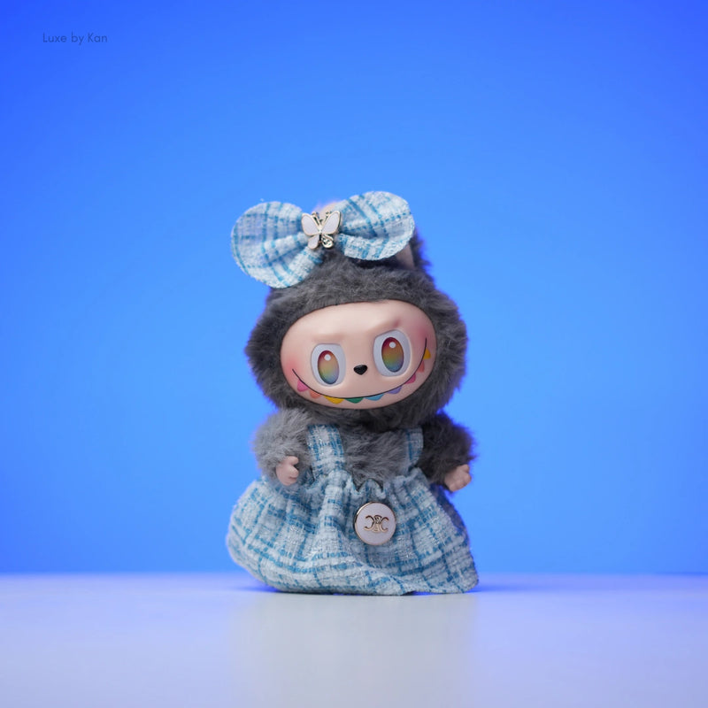 Pop Mart Labubu Doll Tweed Dress Outfit with Bow - 2 Piece Set